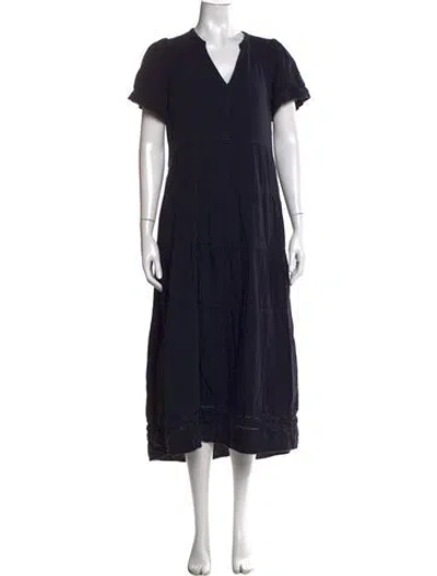 Pre-owned Me+em V-neck Long Dress In Blue