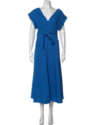 Pre-owned Me+em V-neck Long Dress In Blue