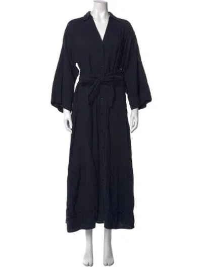 Pre-owned Me+em V-neck Long Dress In Blue