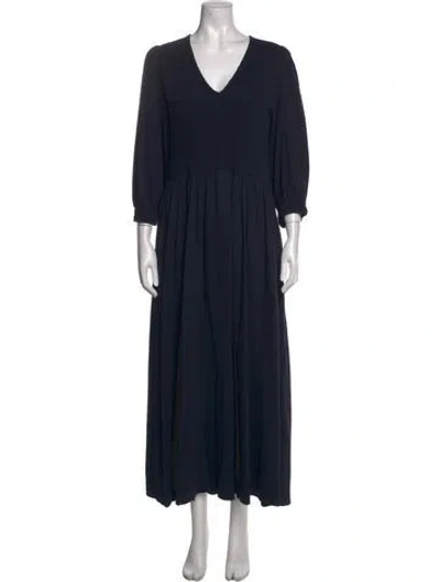 Pre-owned Me+em V-neck Long Dress In Blue