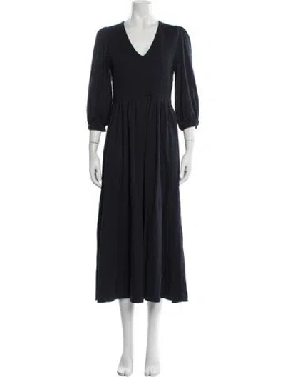 Pre-owned Me+em V-neck Long Dress In Blue