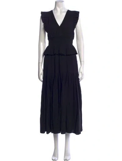 Pre-owned Me+em V-neck Long Dress In Blue