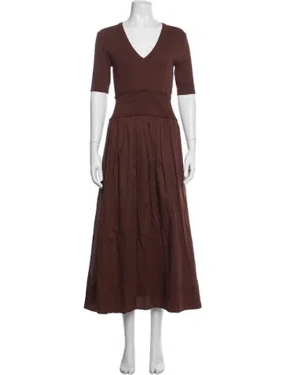 Pre-owned Me+em V-neck Long Dress In Brown