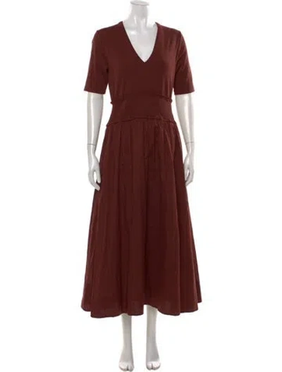 Pre-owned Me+em V-neck Long Dress In Brown
