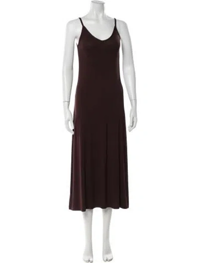 Pre-owned Me+em V-neck Long Dress In Burgundy