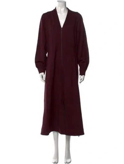 Pre-owned Me+em V-neck Long Dress In Burgundy
