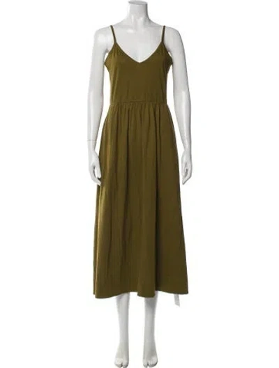 Pre-owned Me+em V-neck Long Dress In Green