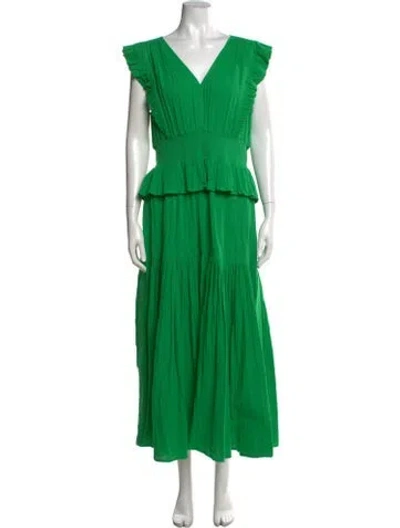 Pre-owned Me+em V-neck Long Dress In Green