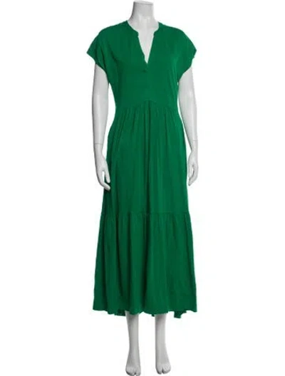 Pre-owned Me+em V-neck Long Dress In Green