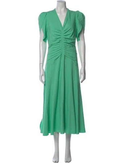 Pre-owned Me+em V-neck Long Dress In Green
