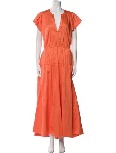Pre-owned Me+em V-neck Long Dress In Orange