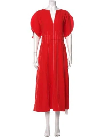 Pre-owned Me+em V-neck Long Dress In Orange