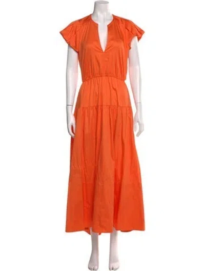 Pre-owned Me+em V-neck Long Dress In Orange