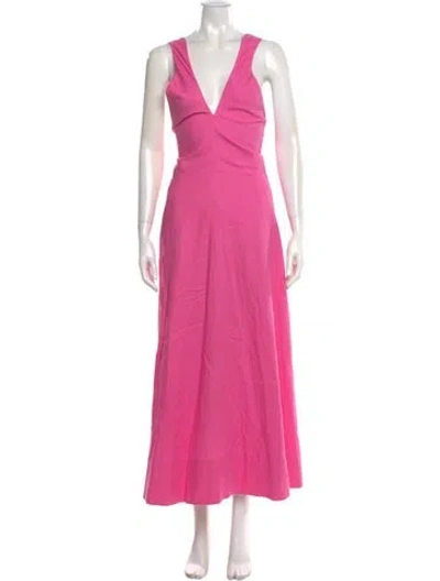 Pre-owned Me+em V-neck Long Dress In Pink