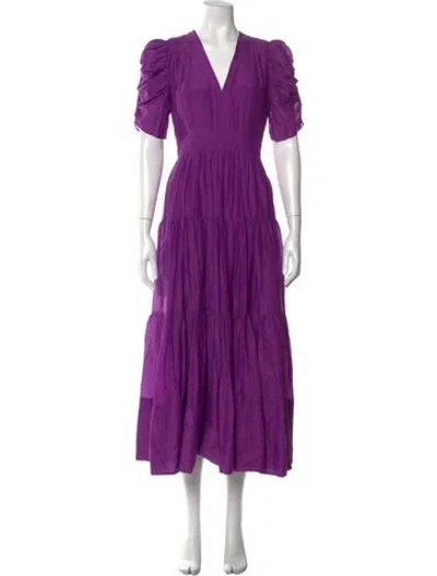 Pre-owned Me+em V-neck Long Dress In Purple