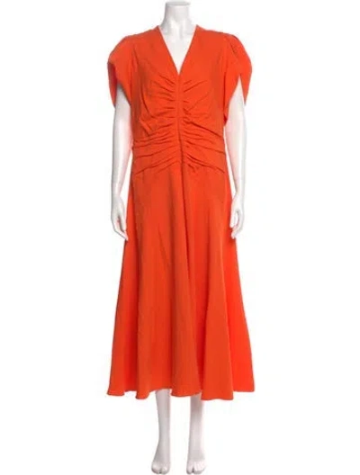 Pre-owned Me+em V-neck Long Dress In Red