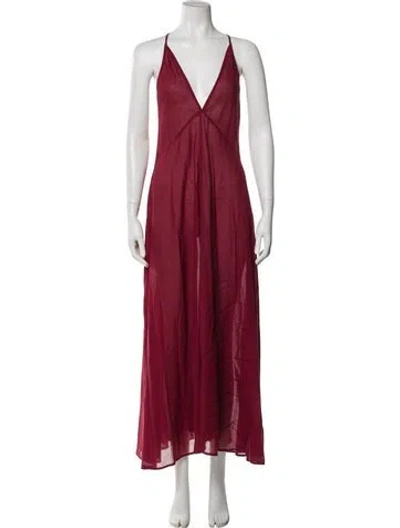 Pre-owned Me+em V-neck Long Dress In Red