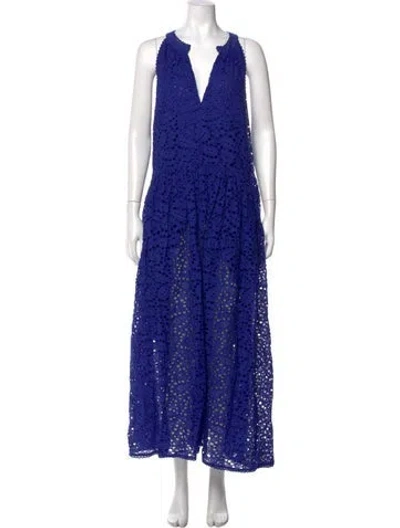 Pre-owned Me+em V-neck Long Dress W/ Tags In Blue