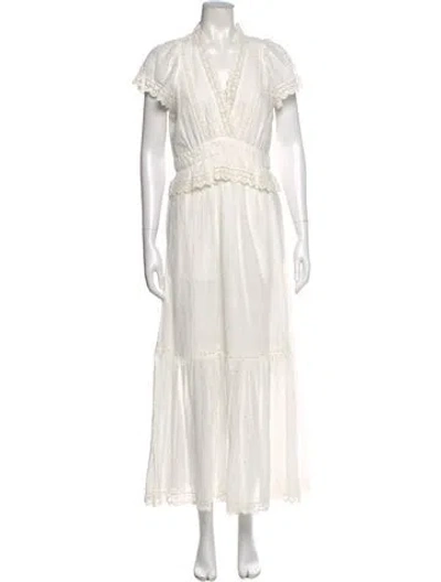 Pre-owned Me+em V-neck Long Dress In White