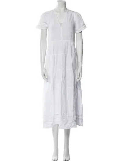 Pre-owned Me+em V-neck Long Dress In White