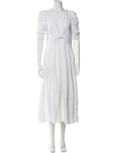Pre-owned Me+em V-neck Long Dress In White