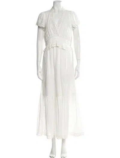 Pre-owned Me+em V-neck Long Dress In White