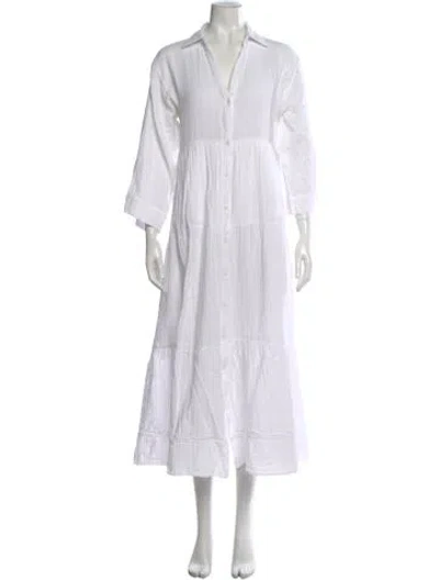 Pre-owned Me+em V-neck Long Dress In White