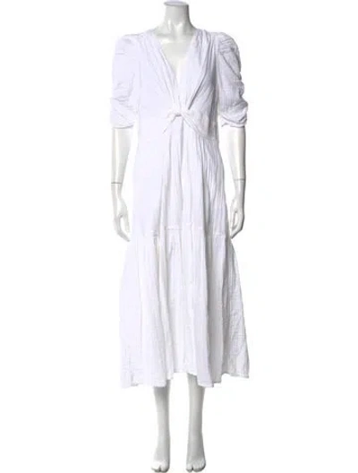 Pre-owned Me+em V-neck Long Dress In White