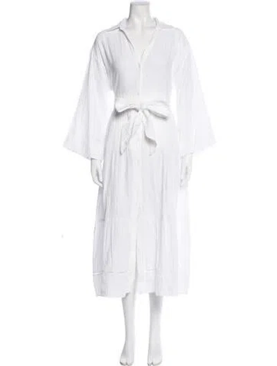 Pre-owned Me+em V-neck Long Dress In White