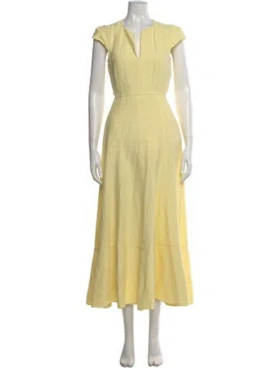 Pre-owned Me+em V-neck Long Dress In Yellow