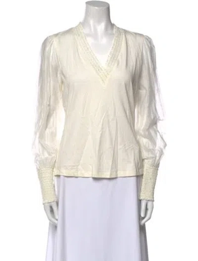 Pre-owned Me+em V-neck Long Sleeve Blouse In Neutral