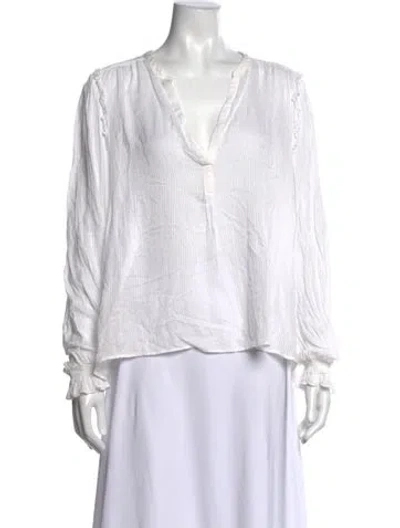Pre-owned Me+em V-neck Long Sleeve Blouse In White