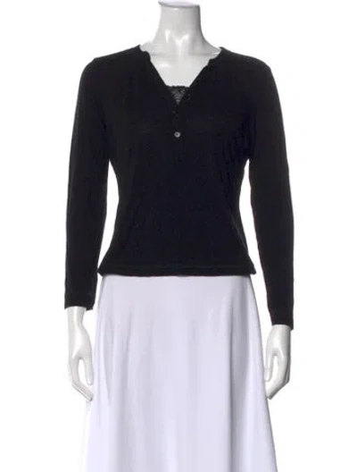 Pre-owned Me+em V-neck Long Sleeve Top In Black