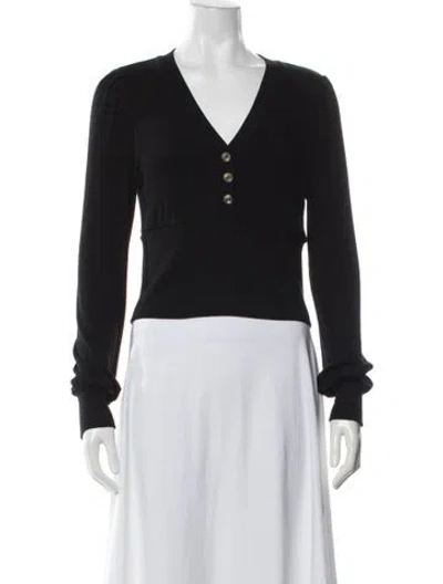 Pre-owned Me+em V-neck Long Sleeve Top In Black