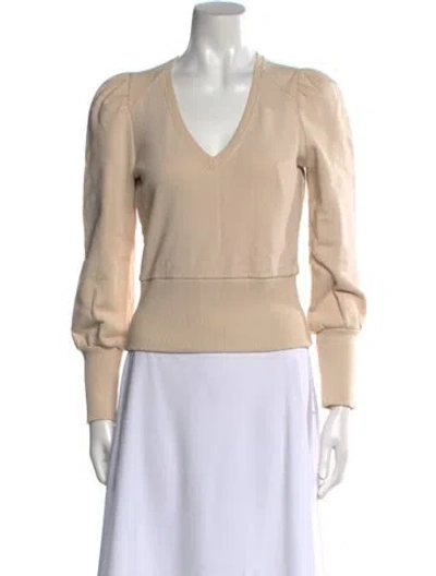 Pre-owned Me+em V-neck Long Sleeve Top In Neutral