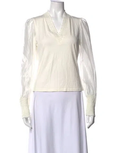Pre-owned Me+em V-neck Long Sleeve Top In Neutrals