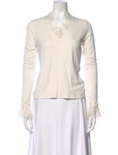 Pre-owned Me+em V-neck Long Sleeve Top In Neutrals