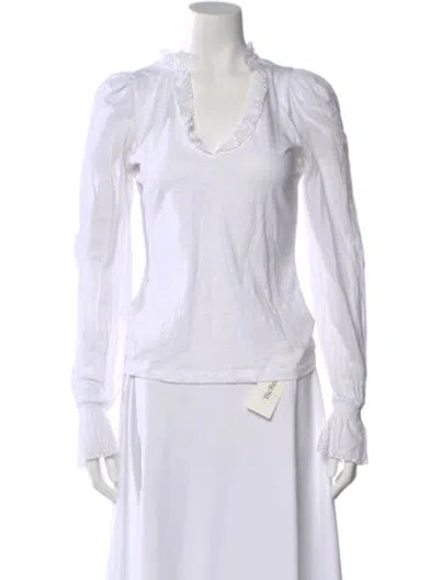 Pre-owned Me+em V-neck Long Sleeve Top In White