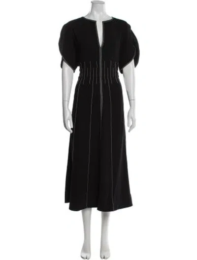Pre-owned Me+em V-neck Midi Length Dress In Black