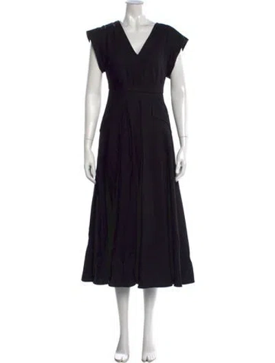 Pre-owned Me+em V-neck Midi Length Dress In Black
