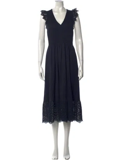 Pre-owned Me+em V-neck Midi Length Dress In Black