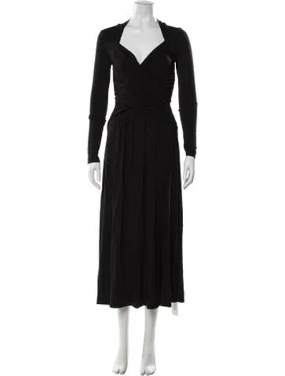 Pre-owned Me+em V-neck Midi Length Dress In Black