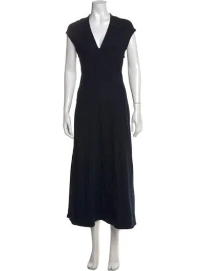 Pre-owned Me+em V-neck Midi Length Dress In Black
