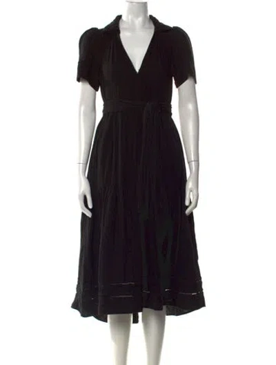Pre-owned Me+em V-neck Midi Length Dress In Black