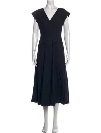 Pre-owned Me+em V-neck Midi Length Dress In Black