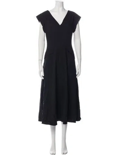 Pre-owned Me+em V-neck Midi Length Dress In Black