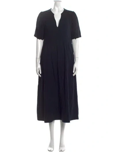 Pre-owned Me+em V-neck Midi Length Dress In Black