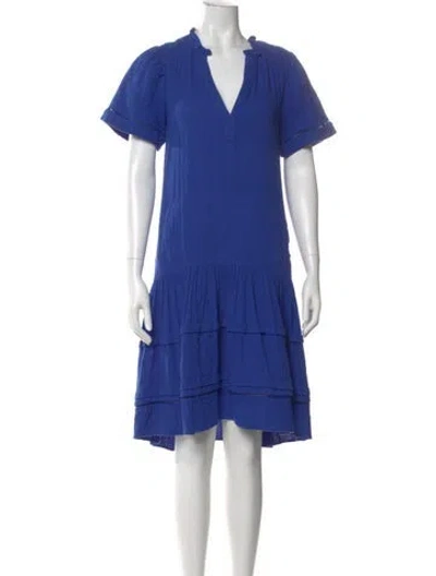 Pre-owned Me+em V-neck Midi Length Dress In Blue