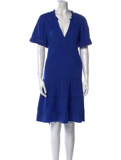 Pre-owned Me+em V-neck Midi Length Dress In Blue