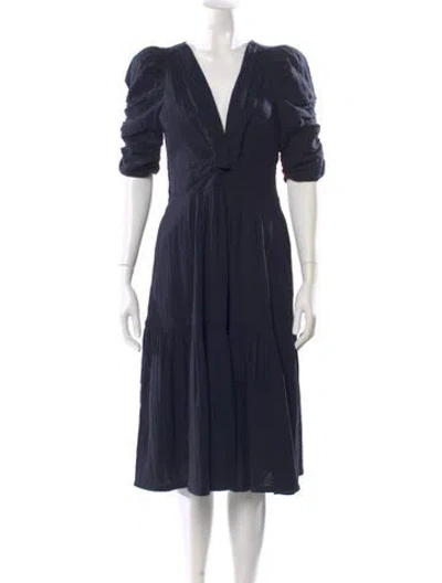 Pre-owned Me+em V-neck Midi Length Dress In Blue